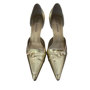 Michael Shannon Gold Pump Heel, Pointed Toe Leather Upper Sz 10M 3 1/4 Heel